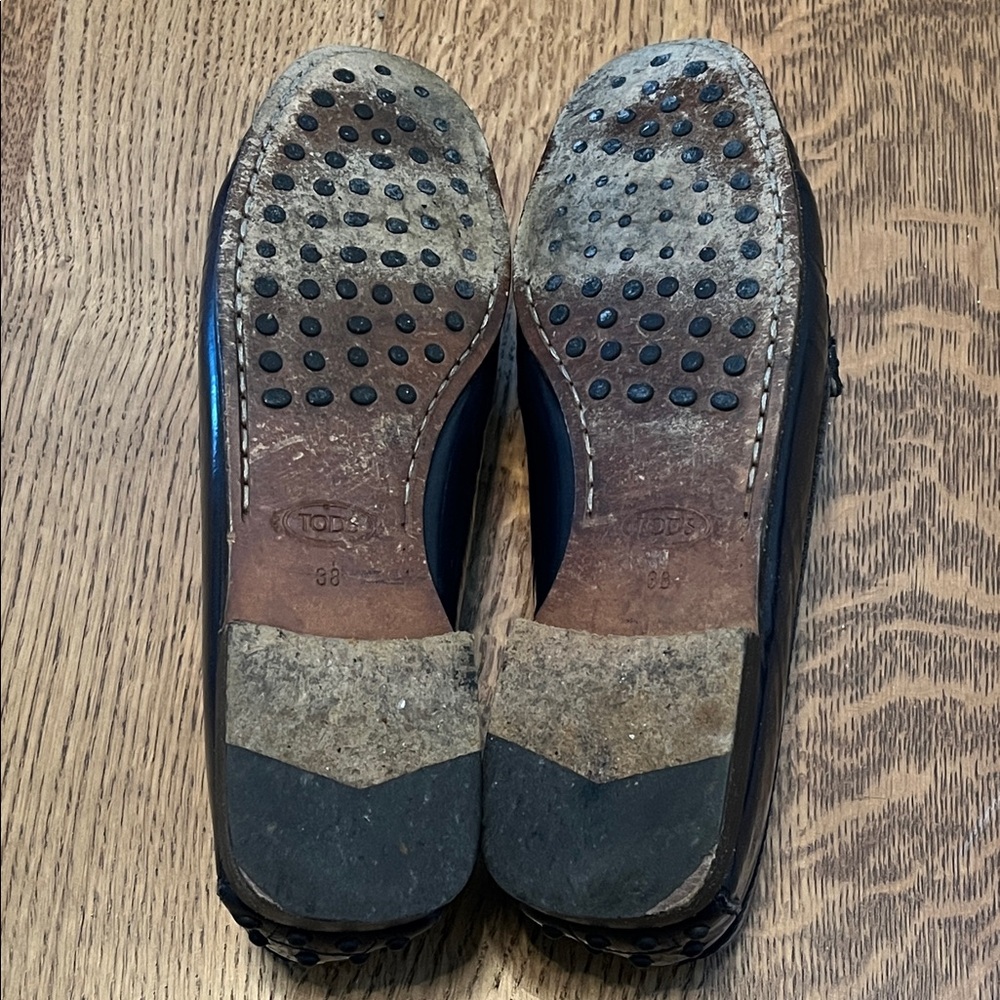 Tod’s Blue Patent Leather Penny Driving Loafers - Picture 7 of 13